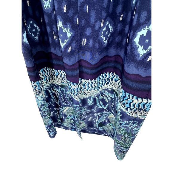 Vintage Studio C Ikat Long Shift Column Dress Blue Womens Size 10 Tie Back - Picture 9 of 12